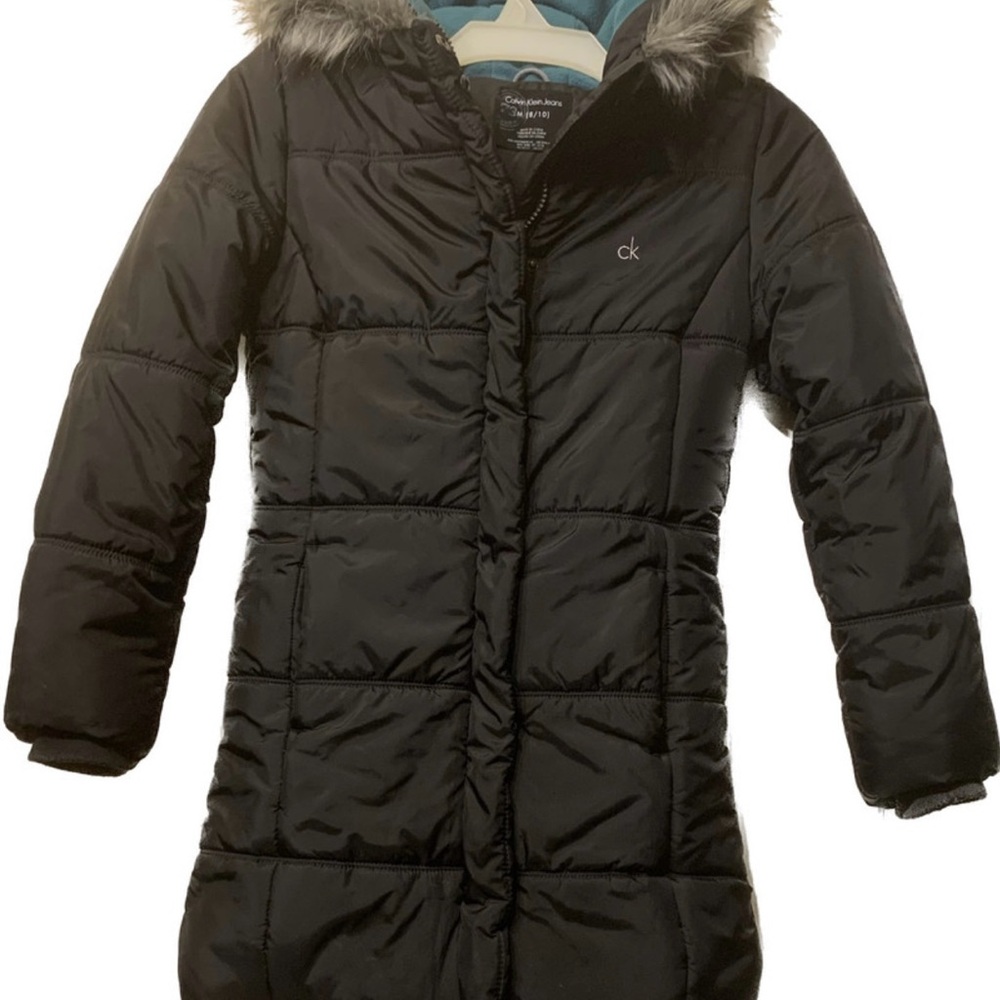 Girls' Calvin Klein Black Puffer Jacket Size M 8/10